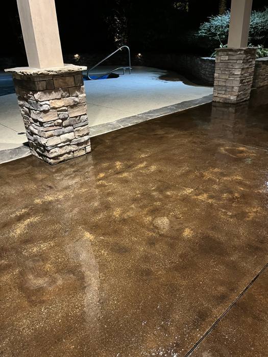 Stained concrete pool patio in Charlotte NC